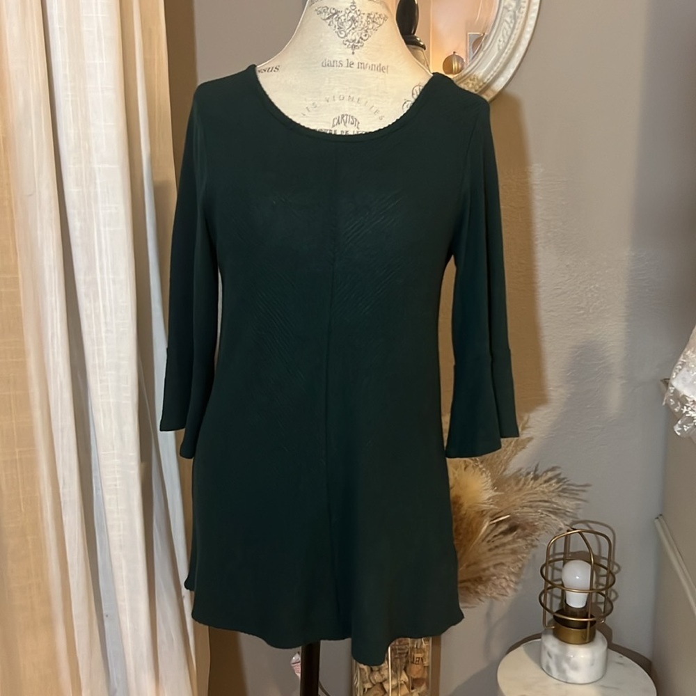 Apt 9 emerald dark green longsleeve flared sleeves ribbed lightweight sweater  M - Picture 11 of 13